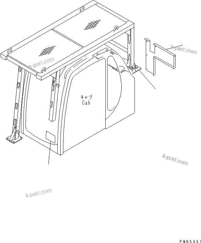 Komatsu parts book diagram for PC200EL-6K S/N K30001-UP: F.O.P.S. COVER