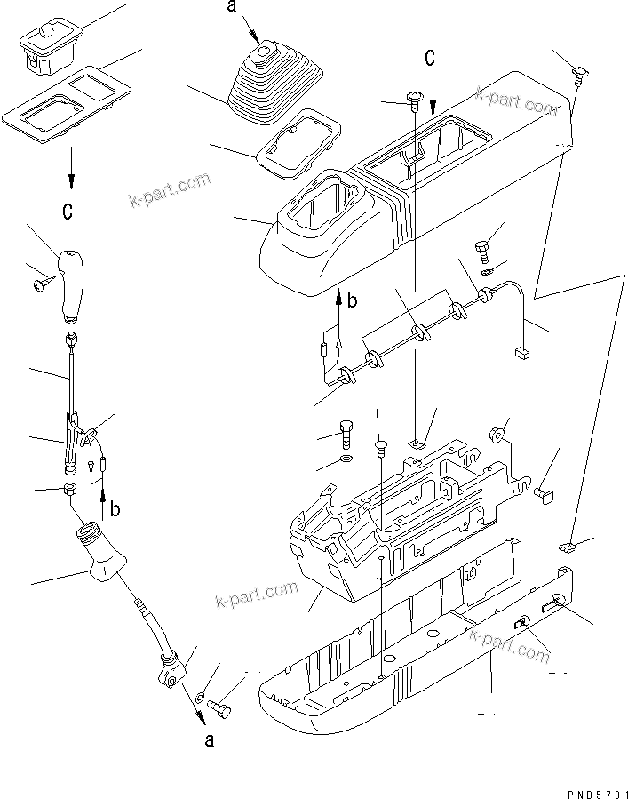 Komatsu parts book diagram for PC200EL-6K S/N K30001-UP: LEFT STAND (LEVER AND COVER)(#K30001-K30184)