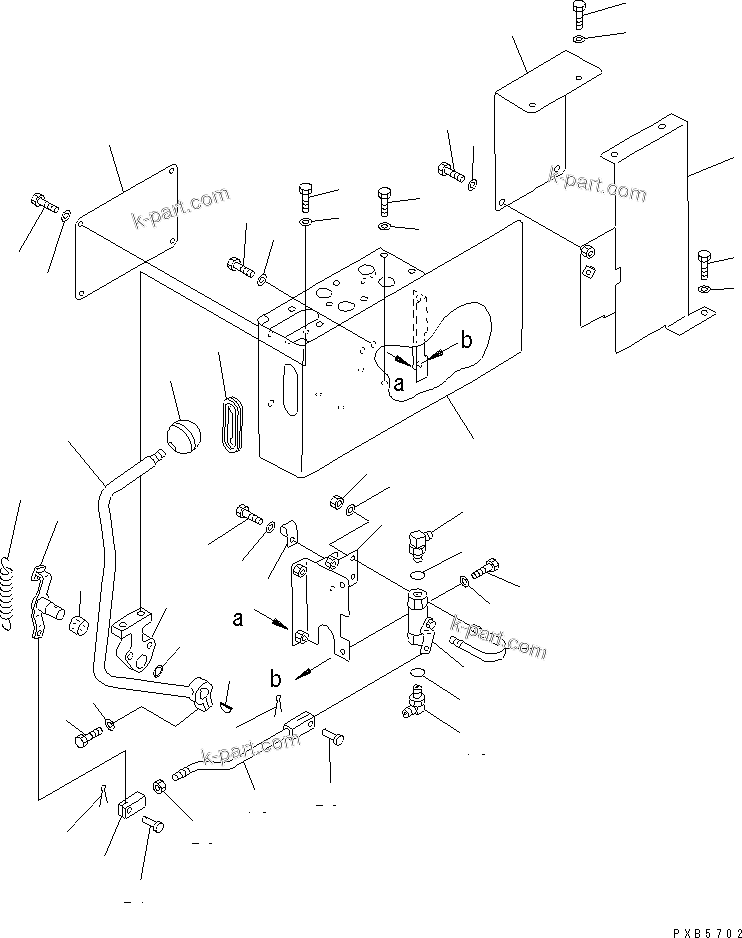 Komatsu parts book diagram for PC200EL-6K S/N K30001-UP: LEFT STAND (STAND AND REAR COVER)(#K30001-K30184)
