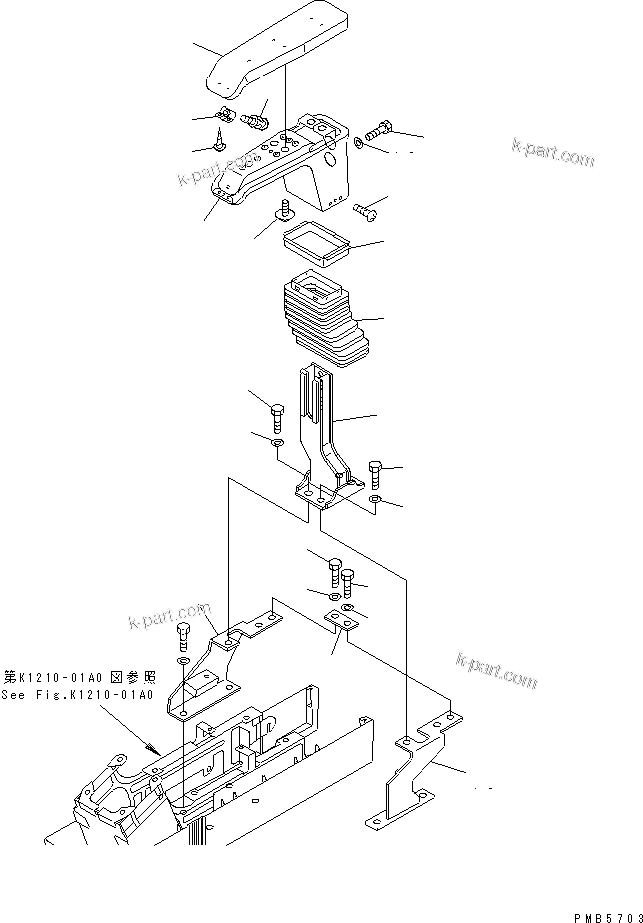 Komatsu parts book diagram for PC200EL-6K S/N K30001-UP: LEFT STAND (ARMREST)(#K30001-K30184)