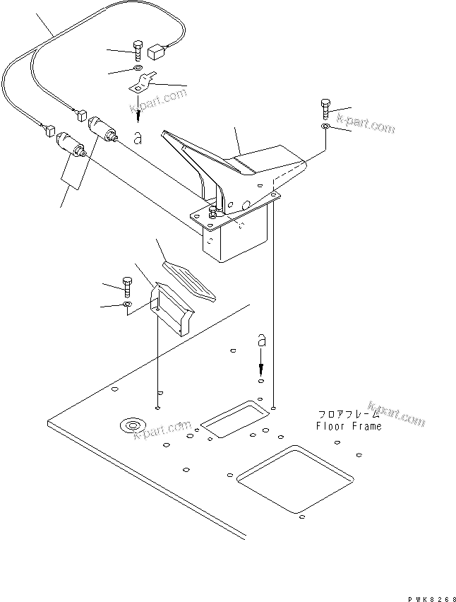 Komatsu parts book diagram for PC200EL-6K S/N K30001-UP: ATTACHMENT CONTROL PEDAL (1 ACTUATOR)(#K32001-)