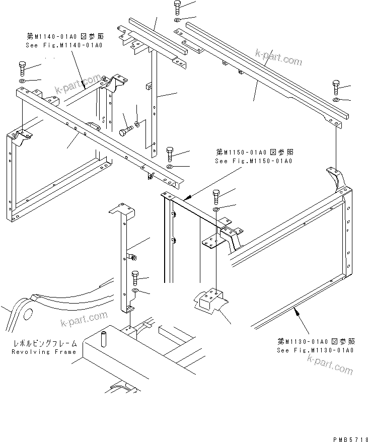 Komatsu parts book diagram for PC200EL-6K S/N K30001-UP: FRAME (MACHINE CAB)(#K30001-K31999)