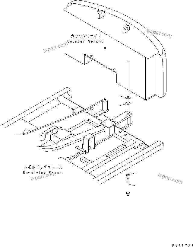 Komatsu parts book diagram for PC200EL-6K S/N K30001-UP: COUNTER WEIGHT MOUNTING