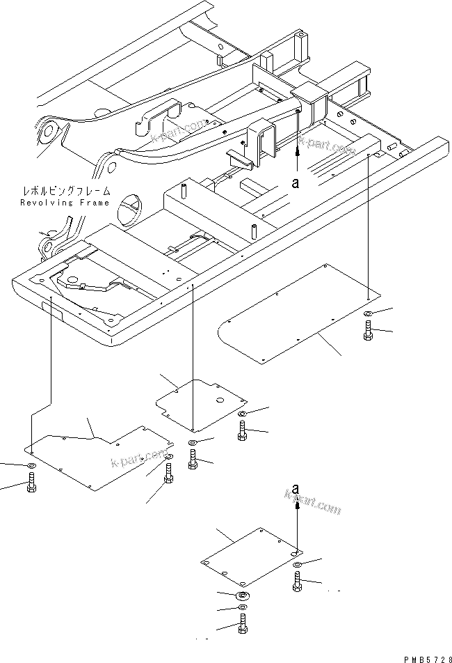 Komatsu parts book diagram for PC200EL-6K S/N K30001-UP: UNDER COVER (REVOLVING FRAME)(#K30001-K34000)