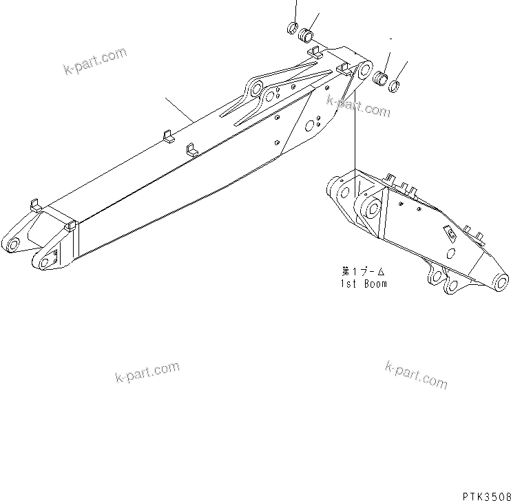 Komatsu parts book diagram for PC200EL-6K S/N K30001-UP: SECOND BOOM (FOR 2-PIECE BOOM)
