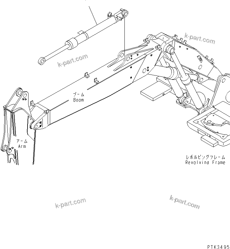 Komatsu parts book diagram for PC200EL-6K S/N K30001-UP: WORK EQUIPMENT CYLINDER (ARM) (FOR 2-PIECE BOOM)