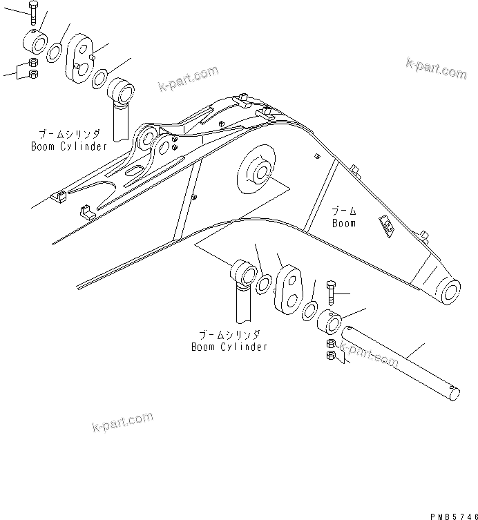 Komatsu parts book diagram for PC200EL-6K S/N K30001-UP: BOOM PIN (WITH LIFTING PIN)
