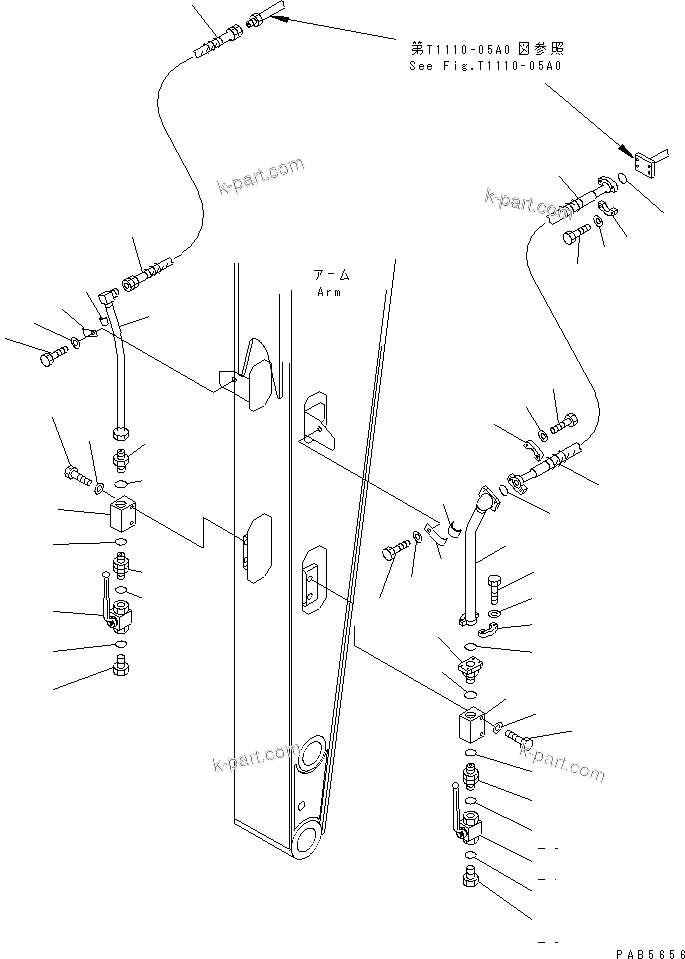 Komatsu parts book diagram for PC200EL-6K S/N K30001-UP: ARM (2.6M) (ADDITIONAL PIPING) (FOR BREAKER)(#K30001-K30014)