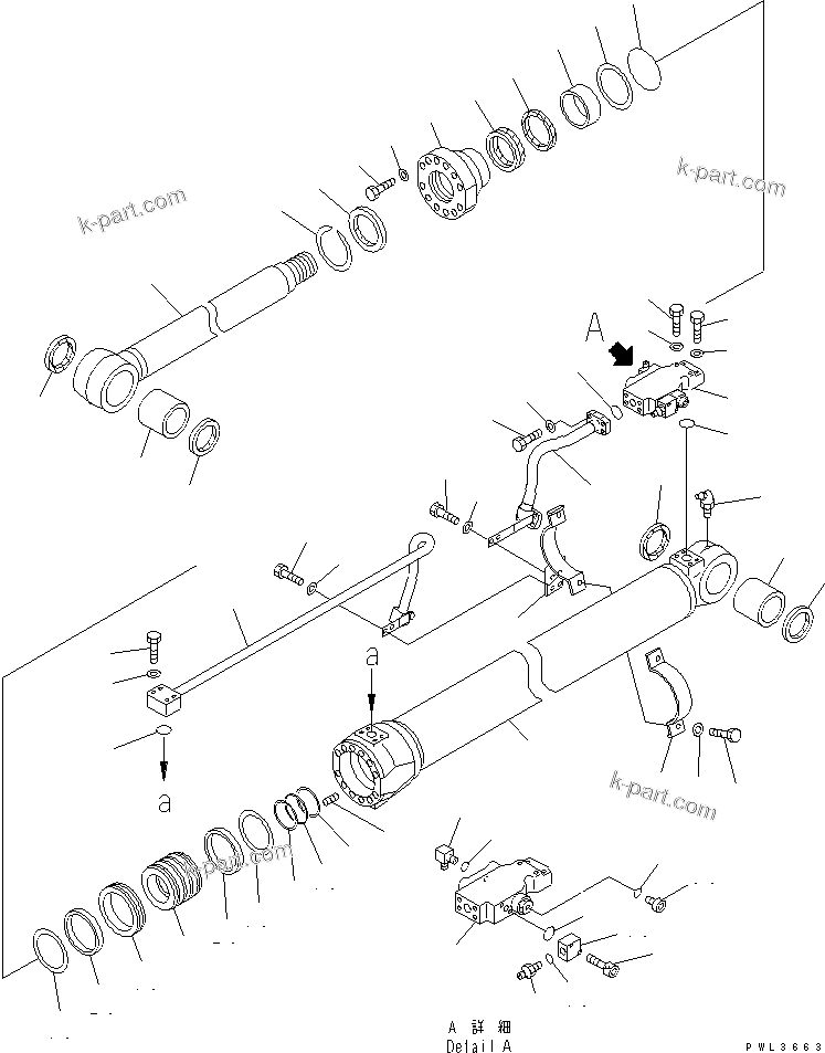 Komatsu parts book diagram for PC200EL-6K S/N K30001-UP: BOOM CYLINDER (L.H.) (WITH SAFETY VALVE) (FOR STRAIGHT BOOM)(#K32001-)