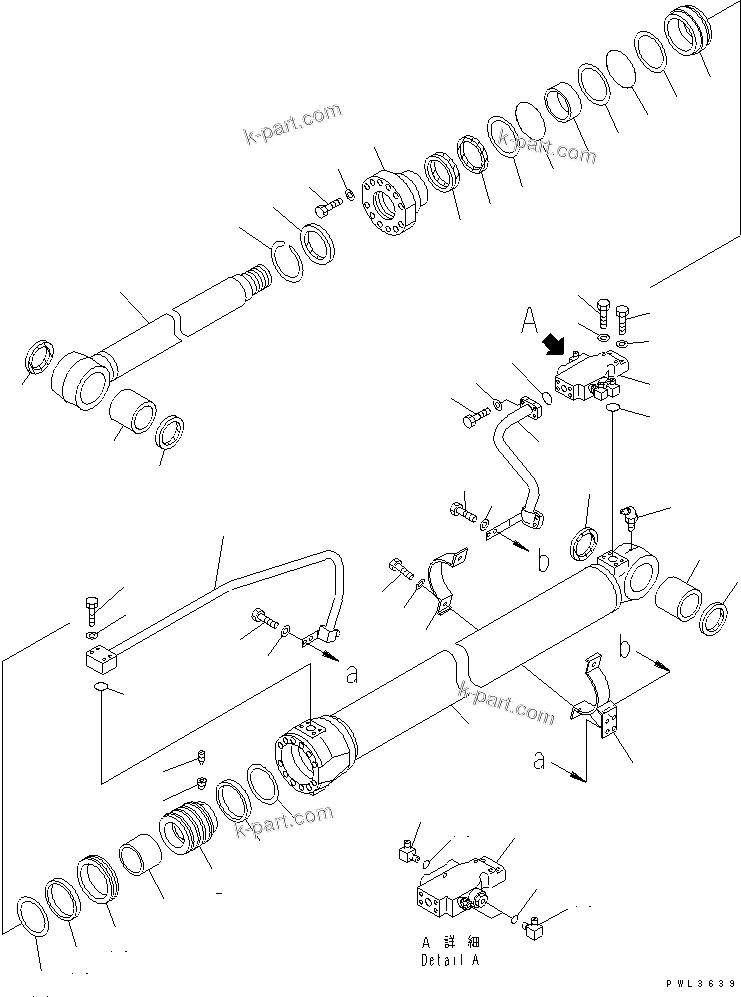 Komatsu parts book diagram for PC200EL-6K S/N K30001-UP: BOOM CYLINDER (R.H.) (WITH SAFETY VALVE) (FOR 2-PIECE BOOM)(#K30001-K31999)