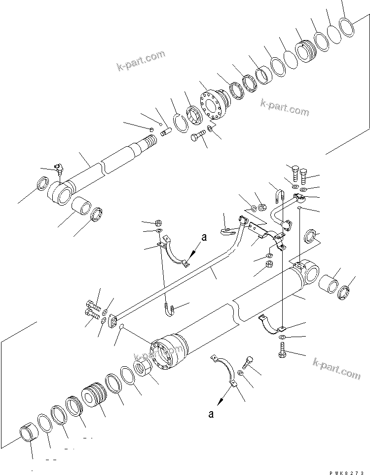 Komatsu parts book diagram for PC200EL-6K S/N K30001-UP: ARM CYLINDER (FOR 2-PIECE BOOM)(#K30001-K30392)