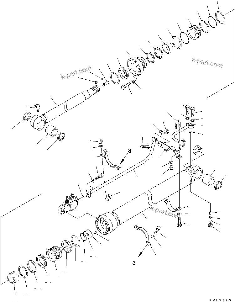 Komatsu parts book diagram for PC200EL-6K S/N K30001-UP: ARM CYLINDER (WITH SAFETY VALVE) (FOR 2-PIECE BOOM)(#K30393-)