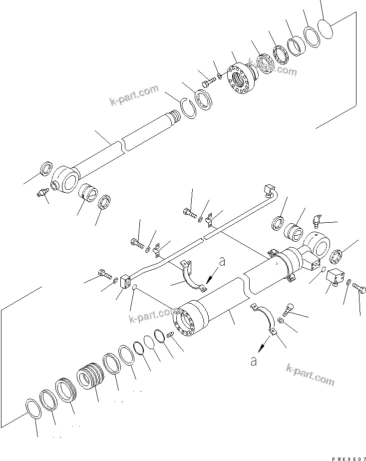 Komatsu parts book diagram for PC200EL-6K S/N K30001-UP: BUCKET CYLINDER(#K30352-)