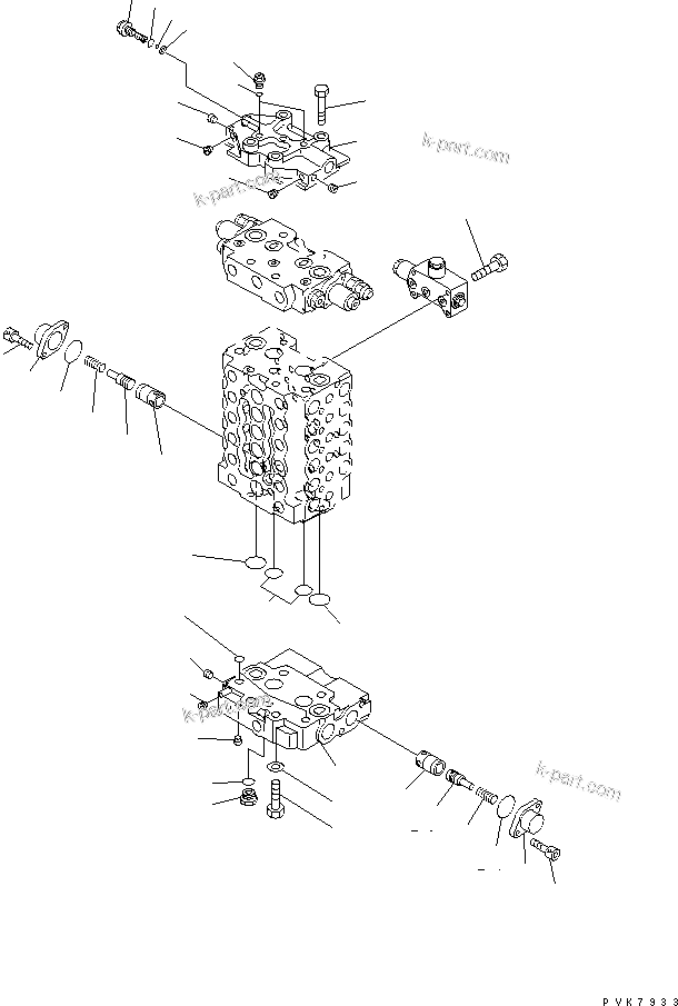 Komatsu parts book diagram for PC200EL-6K S/N K30001-UP: MAIN VALVE (5/10) (1-ACTUATOR)(#K32001-)