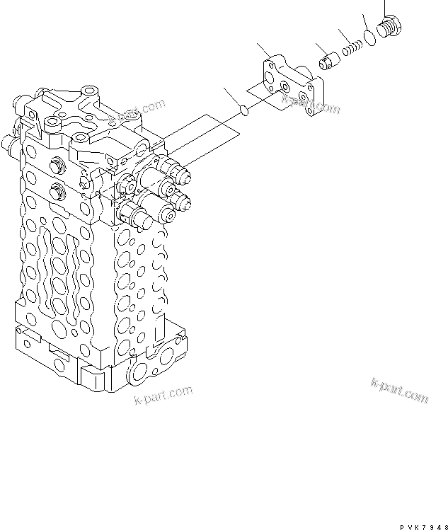 Komatsu parts book diagram for PC200EL-6K S/N K30001-UP: MAIN VALVE (3/12) (2-ACTUATOR) (FOR 2-PIECE BOOM)