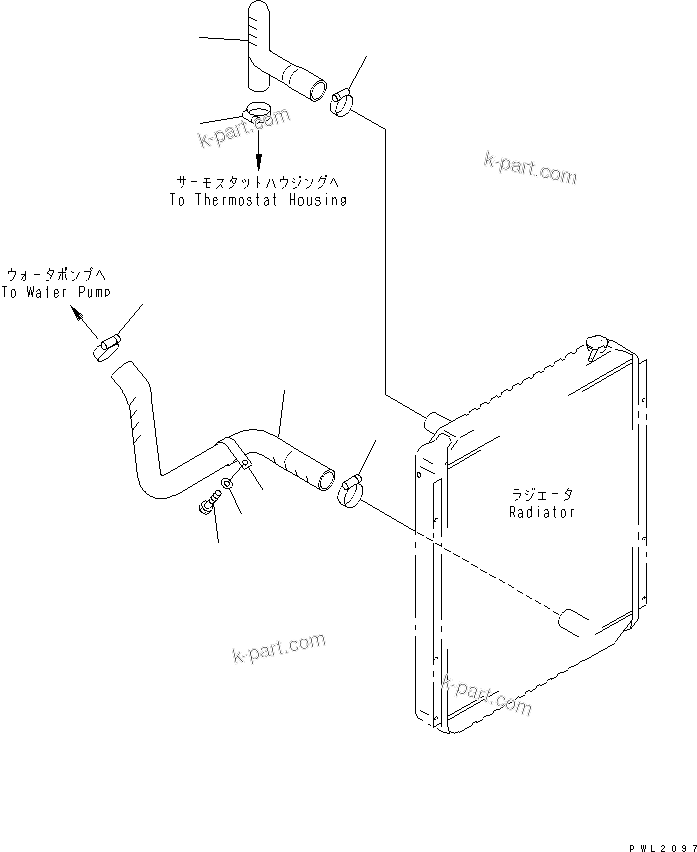 Komatsu parts book diagram for PC200EN-6K S/N K30001-UP: COOLING (PIPING)(#K32001-)