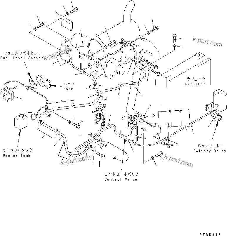 Komatsu parts book diagram for PC200EN-6K S/N K30001-UP: WIRING (2/4) (MAIN HARNESS)(#K30001-K31999)