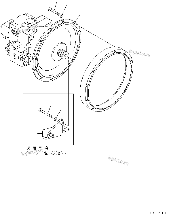 Komatsu parts book diagram for PC200EN-6K S/N K30001-UP: MAIN PUMP AND CONNECTING PARTS