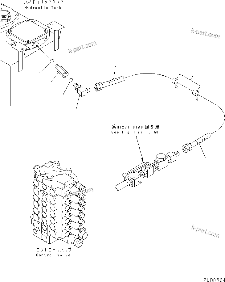 Komatsu parts book diagram for PC200EN-6K S/N K30001-UP: RETURN LINE (HOSE)(#K30015-K30206)