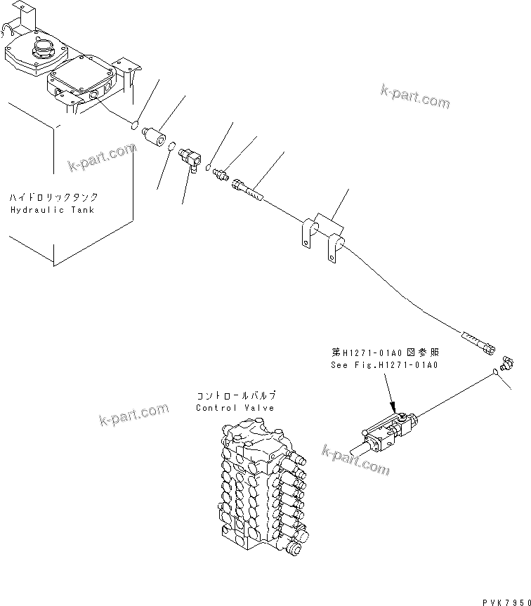 Komatsu parts book diagram for PC200EN-6K S/N K30001-UP: RETURN LINE (HOSE)(#K30207-)