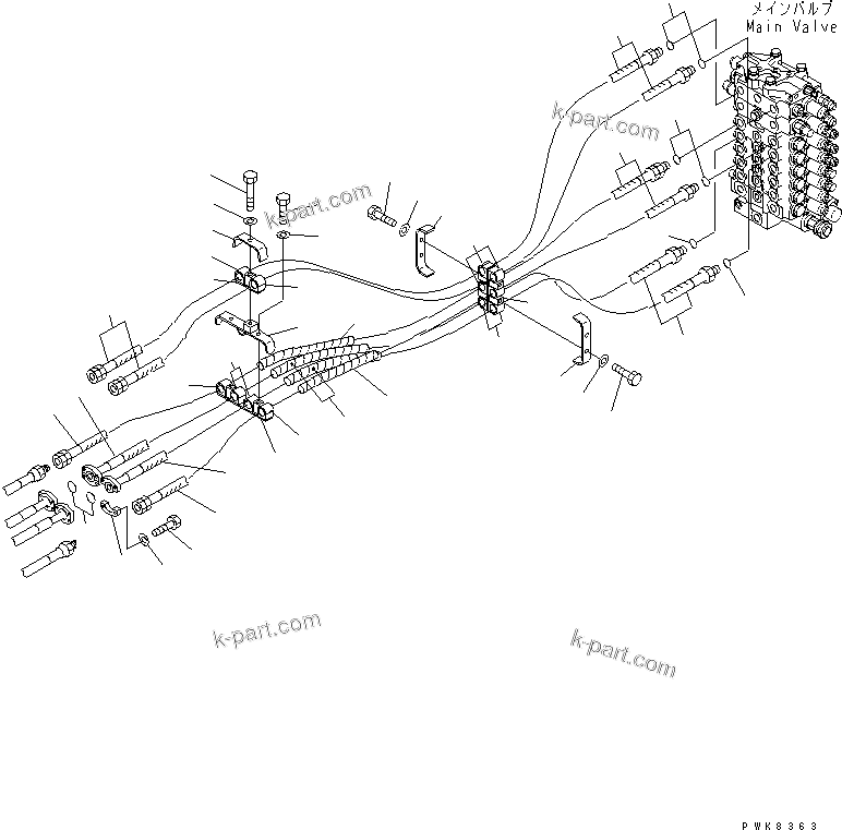 Komatsu parts book diagram for PC200EN-6K S/N K30001-UP: ARM ? BUCKET AND SECOND BOOM LINE (FOR 2-PIECE BOOM)