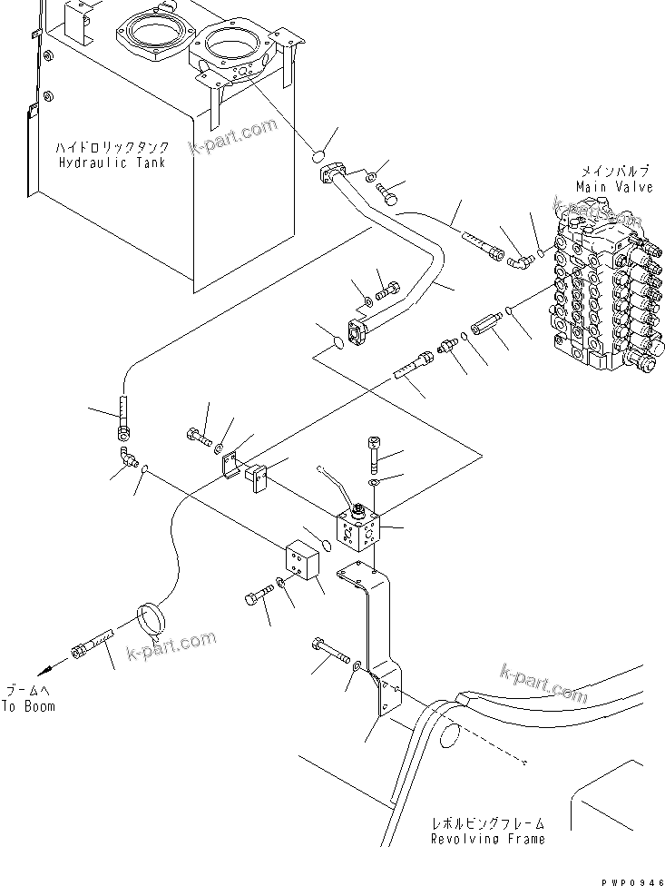 Komatsu parts book diagram for PC200EN-6K S/N K30001-UP: ATTACHMENT LINE (MAIN VALVE PIPING AND CONVERTIBLE BLOCK)(#K32376-)