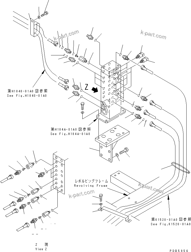 Komatsu parts book diagram for PC200EN-6K S/N K30001-UP: SHUTTLE VALVE (CONNECTING PARTS)(#K30185-K31999)