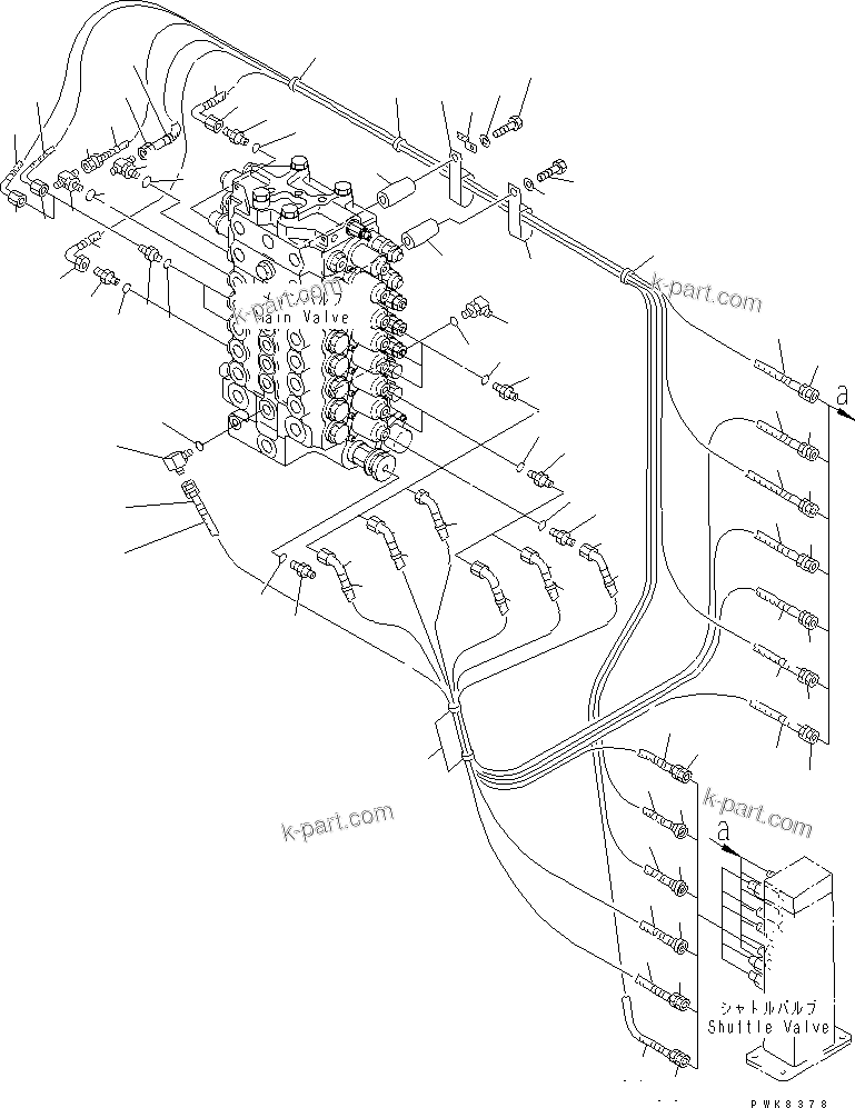 Komatsu parts book diagram for PC200EN-6K S/N K30001-UP: PPC MAIN LINE (VALVE PPC LINES)(#K32055-)