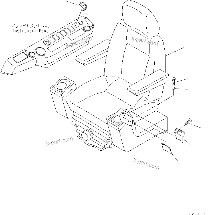 Komatsu parts book diagram for PC200EN-6K S/N K30001-UP: OPERATOR'S SEAT (FOR HEATED SEAT)(#K30207-K30263)
