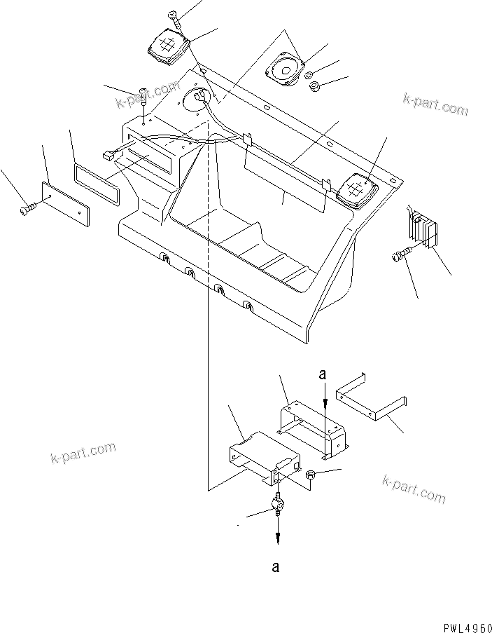 Komatsu parts book diagram for PC200EN-6K S/N K30001-UP: SEAT REAR COVER (RADIO LESS)(#K34001-)
