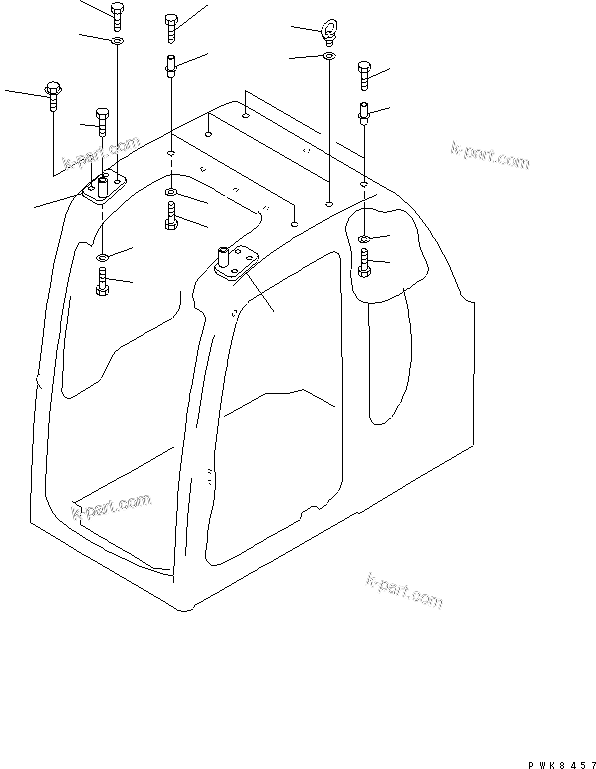 Komatsu parts book diagram for PC200EN-6K S/N K30001-UP: OPERATOR'S CAB (BRACKET)(#K30264-K34000)