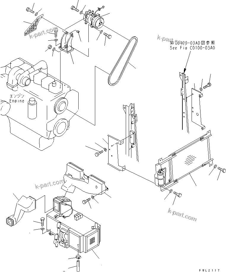 Komatsu parts book diagram for PC200EN-6K S/N K30001-UP: AIR CONDITIONER (UNIT)(#K32001-)