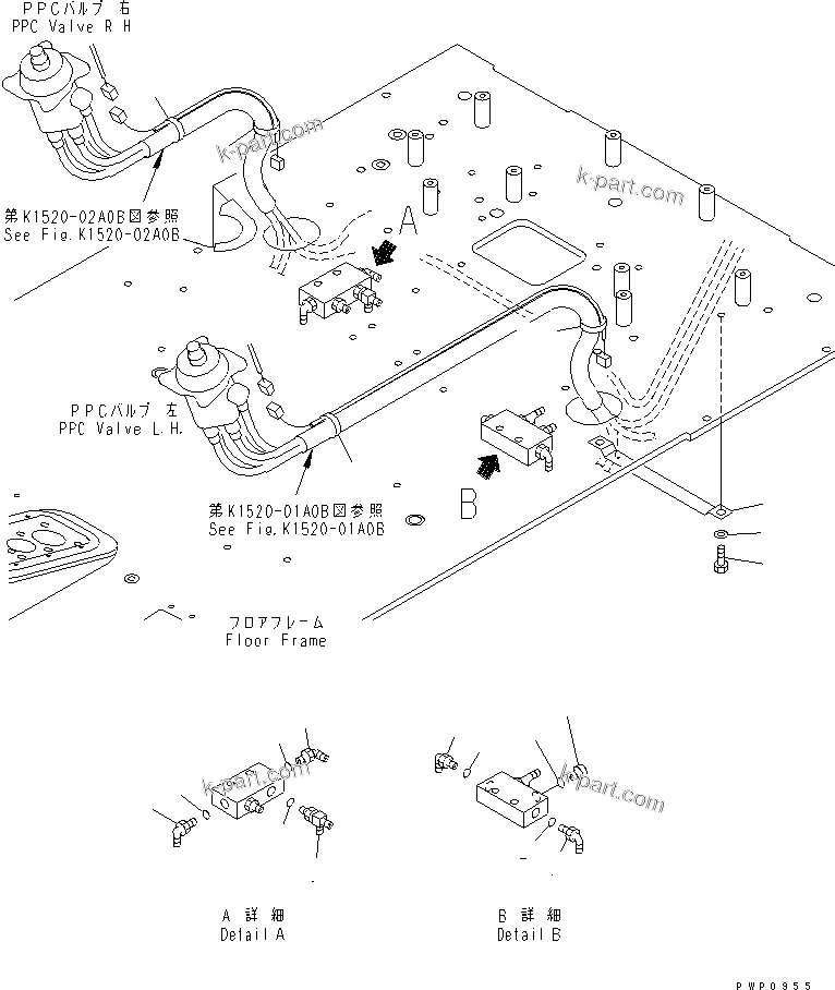 Komatsu parts book diagram for PC200EN-6K S/N K30001-UP: PPC WORK LINE (BLOCK)(#K34001-)