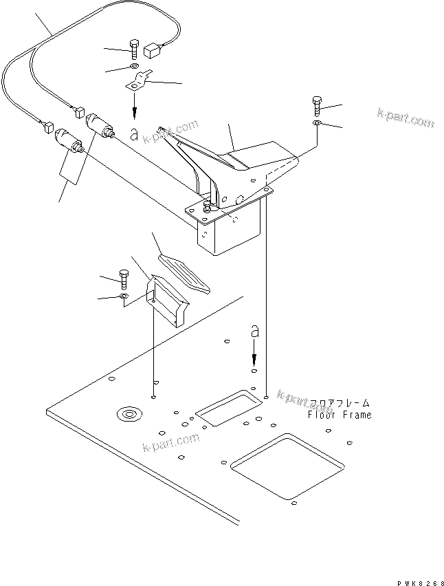 Komatsu parts book diagram for PC200EN-6K S/N K30001-UP: ATTACHMENT CONTROL PEDAL (1 ACTUATOR)(#K32001-)