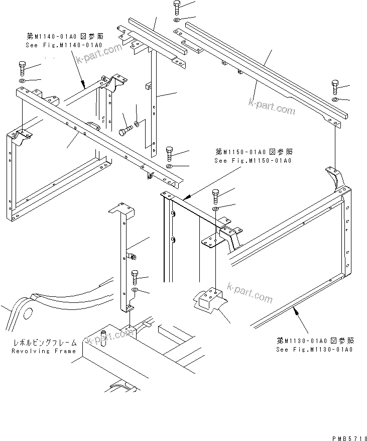 Komatsu parts book diagram for PC200EN-6K S/N K30001-UP: FRAME (MACHINE CAB)(#K30001-K31999)
