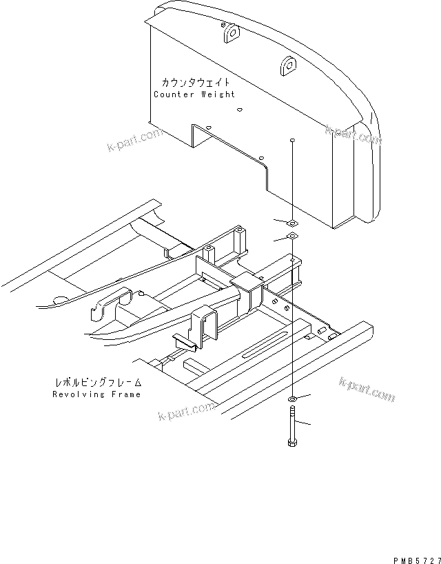 Komatsu parts book diagram for PC200EN-6K S/N K30001-UP: COUNTER WEIGHT MOUNTING