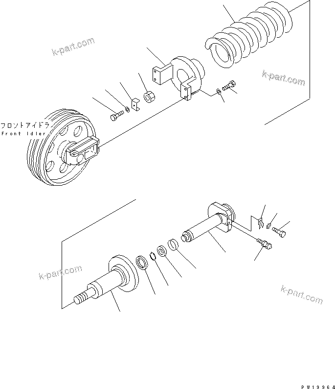Komatsu parts book diagram for PC200EN-6K S/N K30001-UP: IDLER CUSHION
