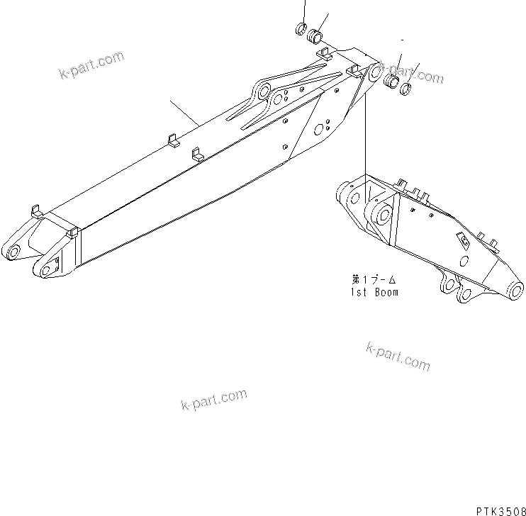 Komatsu parts book diagram for PC200EN-6K S/N K30001-UP: SECOND BOOM (FOR 2-PIECE BOOM)