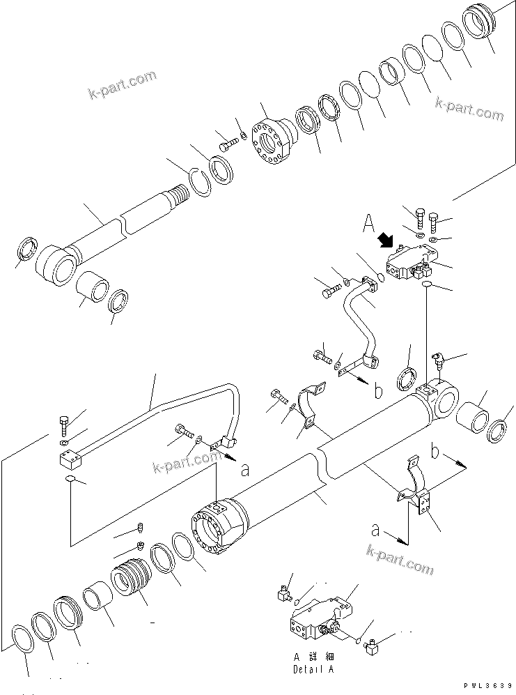 Komatsu parts book diagram for PC200EN-6K S/N K30001-UP: BOOM CYLINDER (R.H.) (WITH SAFETY VALVE) (FOR 2-PIECE BOOM)(#K30001-K31999)