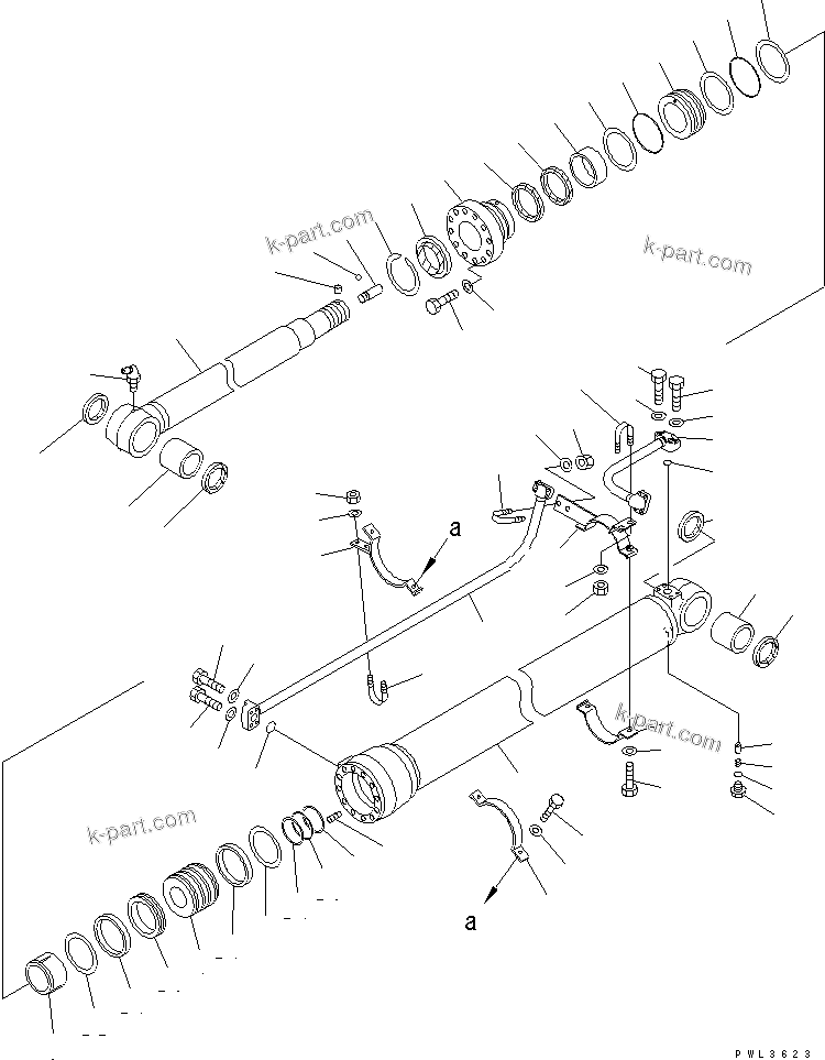 Komatsu parts book diagram for PC200EN-6K S/N K30001-UP: ARM CYLINDER (FOR 2-PIECE BOOM)(#K30393-)