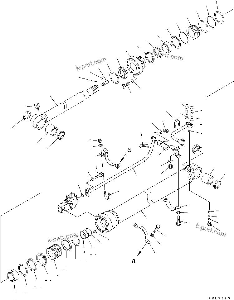 Komatsu parts book diagram for PC200EN-6K S/N K30001-UP: ARM CYLINDER (WITH SAFETY VALVE) (FOR 2-PIECE BOOM)(#K30393-)