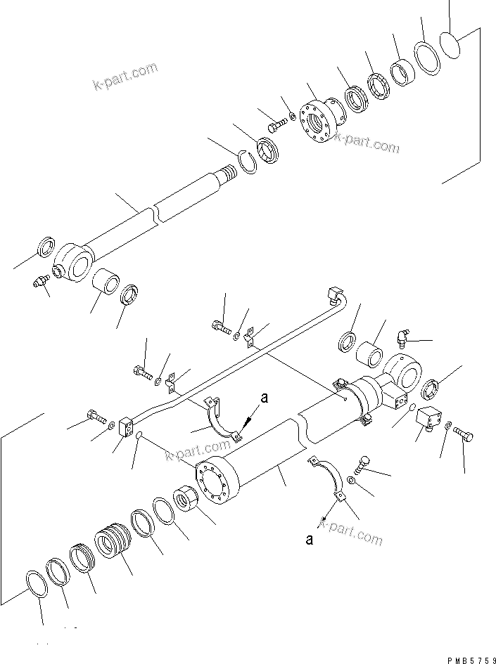 Komatsu parts book diagram for PC200EN-6K S/N K30001-UP: BUCKET CYLINDER(#K30001-K30351)