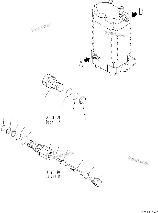 Komatsu parts book diagram for PC200EN-6K S/N K30001-UP: MAIN VALVE (6/10) (1-ACTUATOR)(#K32001-)