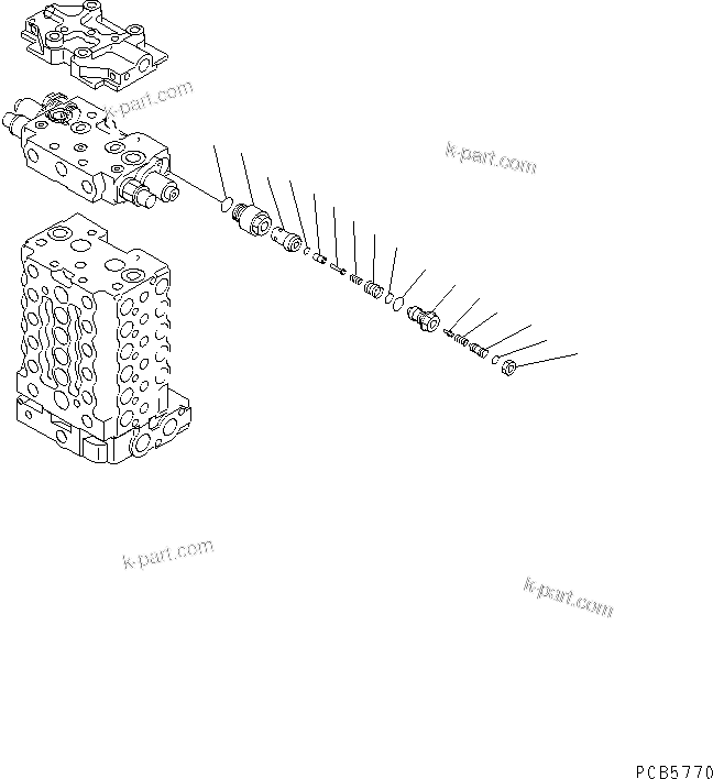 Komatsu parts book diagram for PC200EN-6K S/N K30001-UP: MAIN VALVE (10/10) (1-ACTUATOR)(#K30001-K31999)