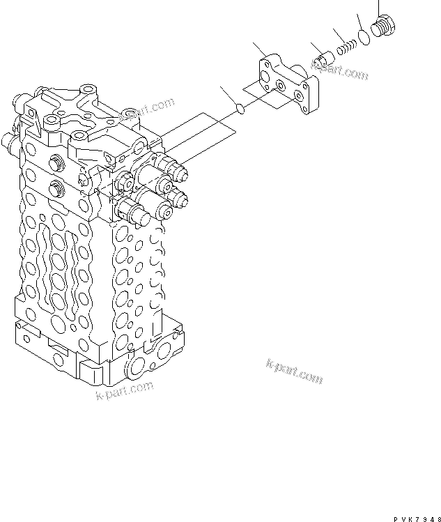 Komatsu parts book diagram for PC200EN-6K S/N K30001-UP: MAIN VALVE (3/12) (2-ACTUATOR) (FOR 2-PIECE BOOM)