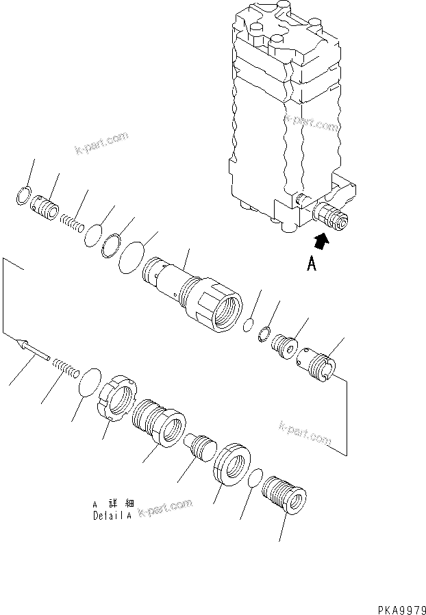 Komatsu parts book diagram for PC200EN-6K S/N K30001-UP: MAIN VALVE (7/12) (2-ACTUATOR) (FOR 2-PIECE BOOM)