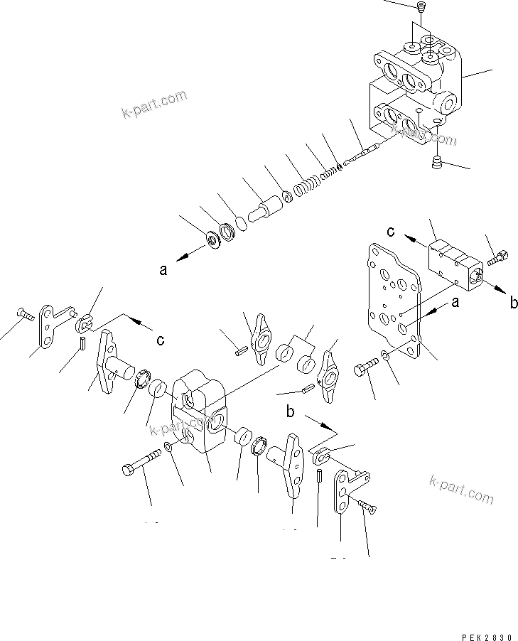 Komatsu parts book diagram for PC200EN-6K S/N K30001-UP: PPC VALVE (TRAVEL)