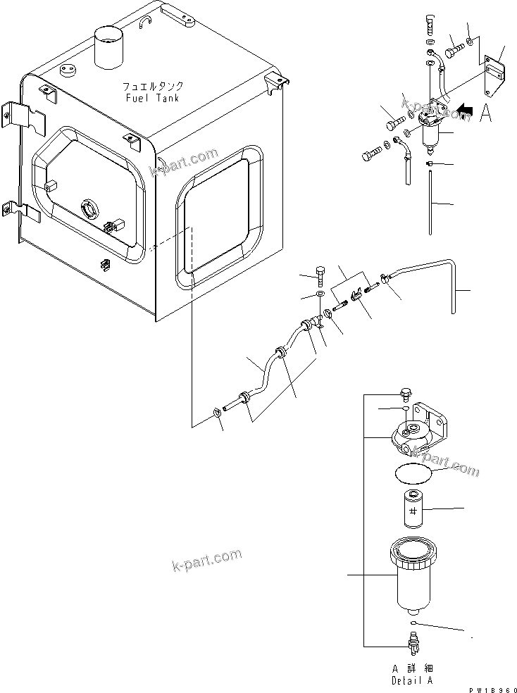 Komatsu parts book diagram for PC200LC-7-BP S/N 200001-UP: FUEL LINES (WATER SEPARATOR)