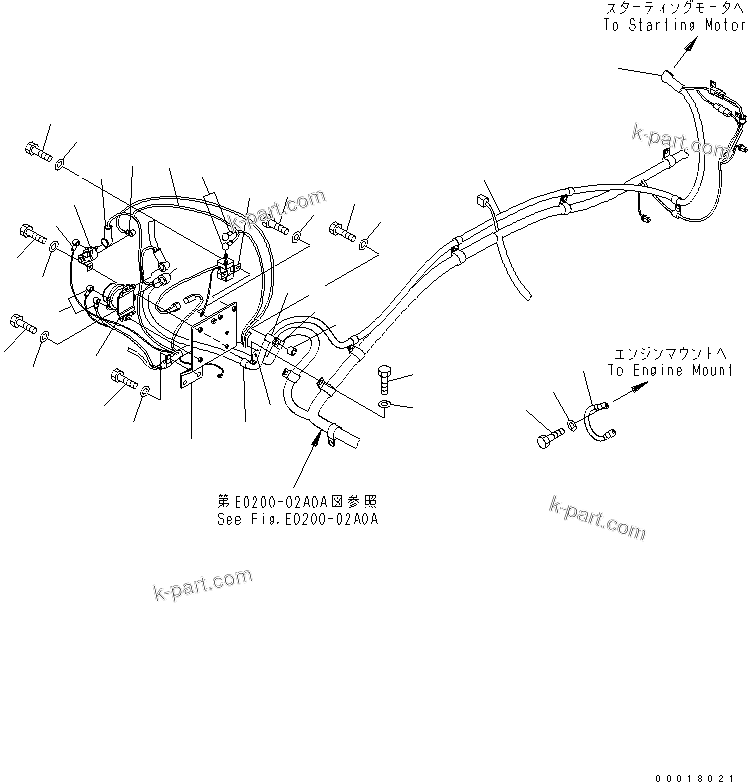 Komatsu parts book diagram for PC200LC-7-BP S/N 200001-UP: WIRING (STARTING HARNESS)(#250001-)