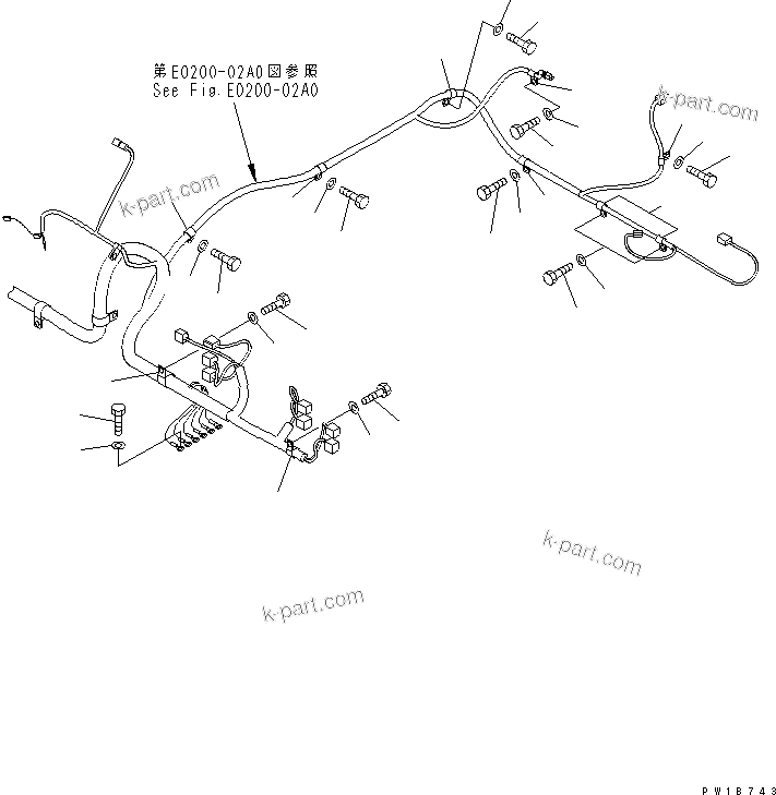 Komatsu parts book diagram for PC200LC-7-BP S/N 200001-UP: WIRING (MAIN HARNESS) (CLIP) (1/2)(#200001-250000)